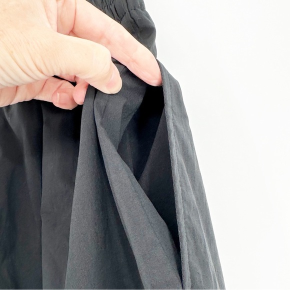 NWT Athleta Midday Mid Rise Midi Poplin Skirt Small Black Pockets Elastic Waist - Picture 5 of 8